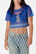 Load image into Gallery viewer, Varsity Crop Royal/Red
